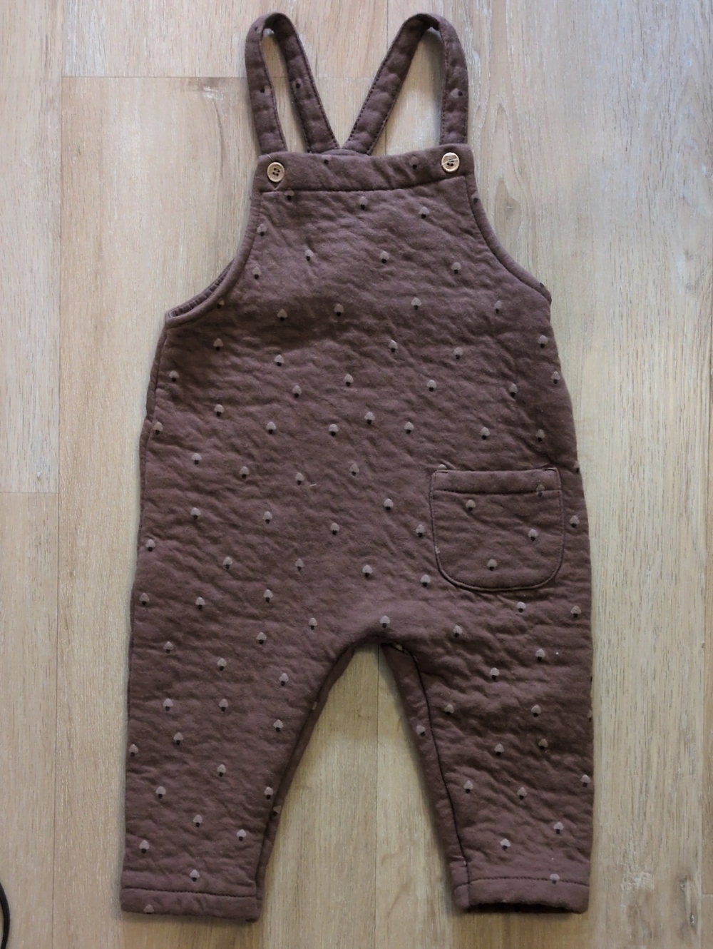 Zara Brown Quilted Cotton Overalls With Pocket Design